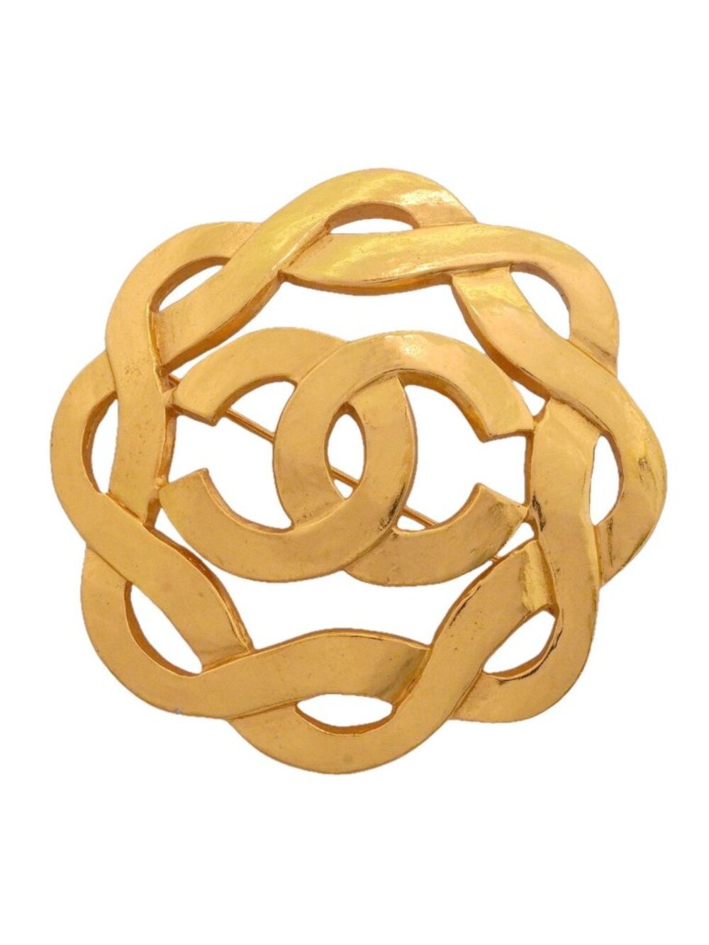 Chanel Brooch Vintage CC Logo Gold Plated